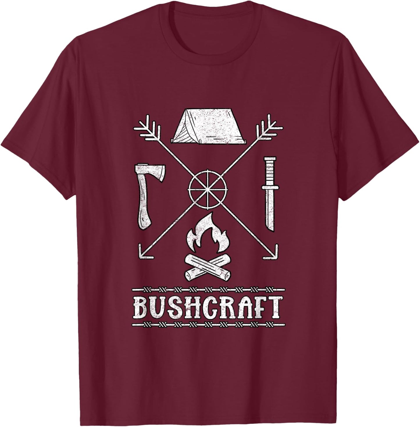 Nature Bushcraft Outdoor Wilderness Design T-Shirt - T-Shirt | Maroon