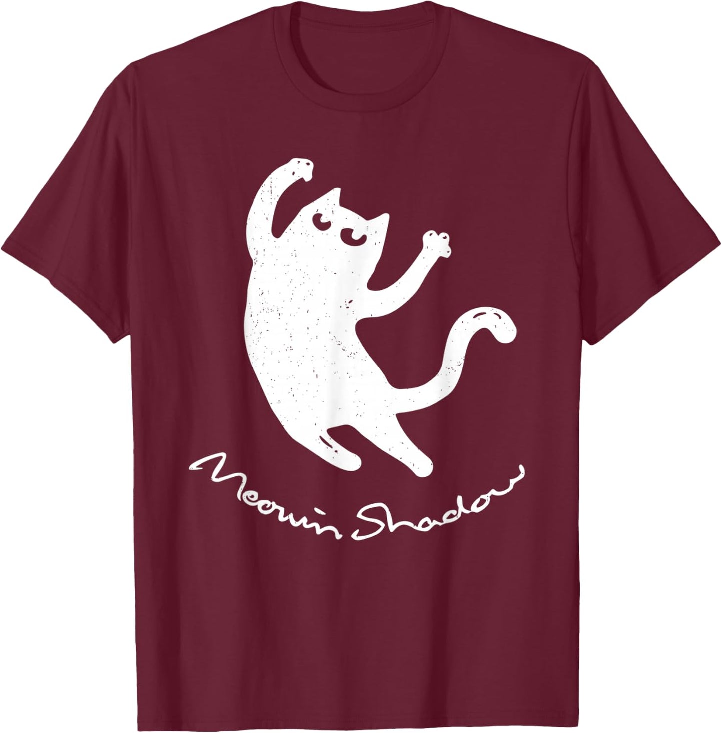 Vintage Cat Moving Shadow Khmm Meowing Kitten Shadow Light T-Shirt - T-Shirt | Maroon