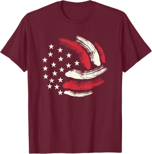 Patriotic Volleyball Gift Volleyball Team American Flag T-Shirt - T-Shirt | Maroon