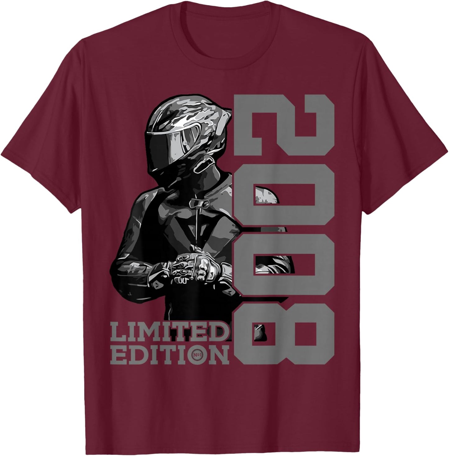 LIMITED EDITION 2008 BIKER MOTORCYCLE 17TH BIRTHDAY , black, S T-Shirt - T-Shirt | Maroon