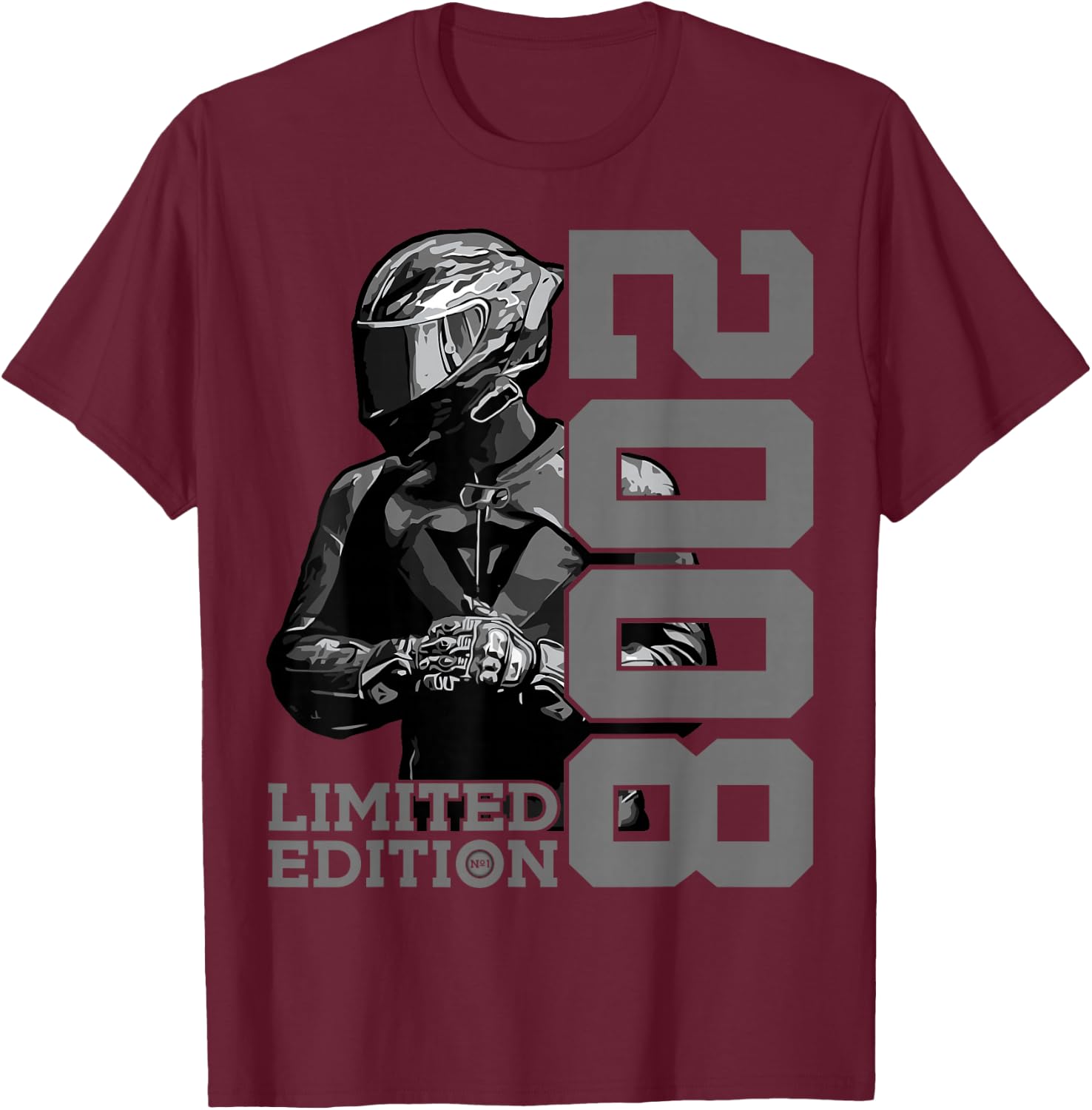 LIMITED EDITION 2008 BIKER MOTORCYCLE 17TH BIRTHDAY , black, S T-Shirt - T-Shirt | Maroon