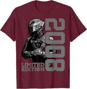 LIMITED EDITION 2008 BIKER MOTORCYCLE 17TH BIRTHDAY , black, S T-Shirt - T-Shirt | Maroon