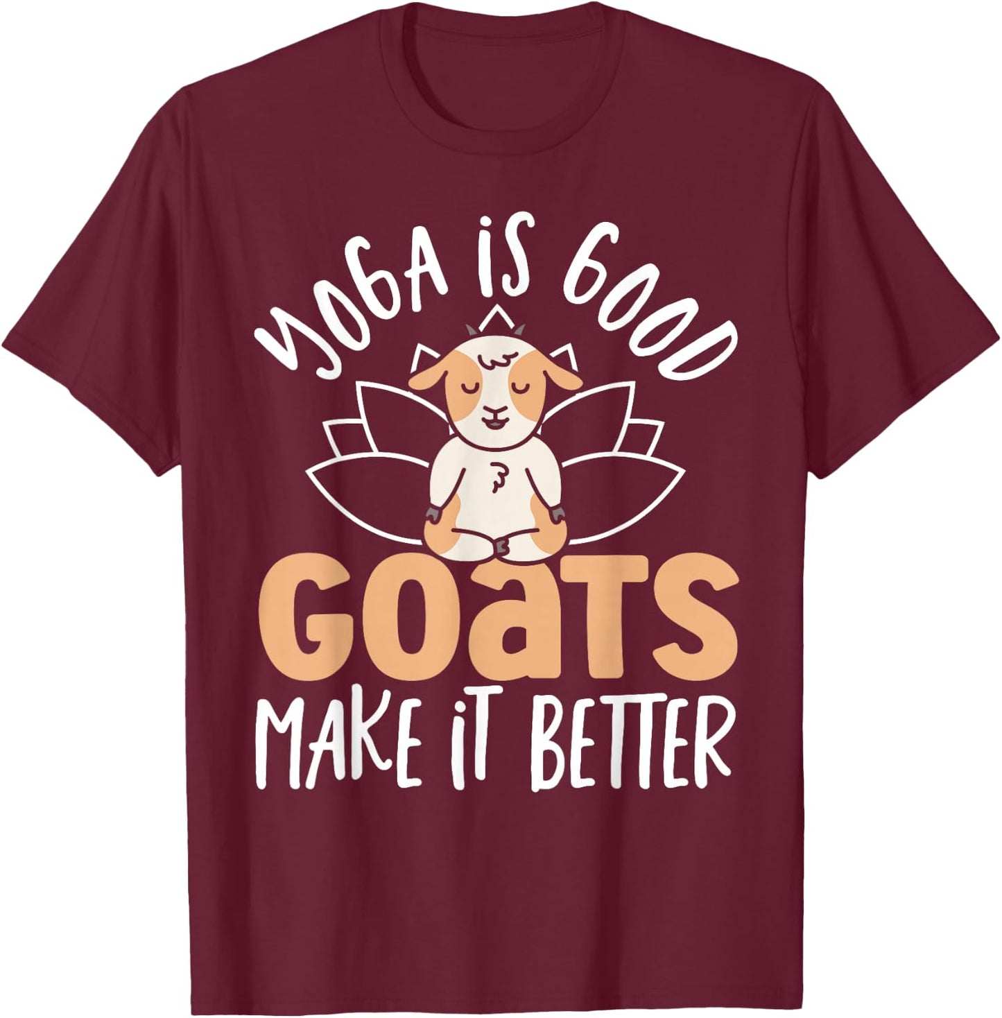 Yoga Goat Lotus Flower Yogi Women Meditation Goat Yoga T-Shirt - T-Shirt | Maroon