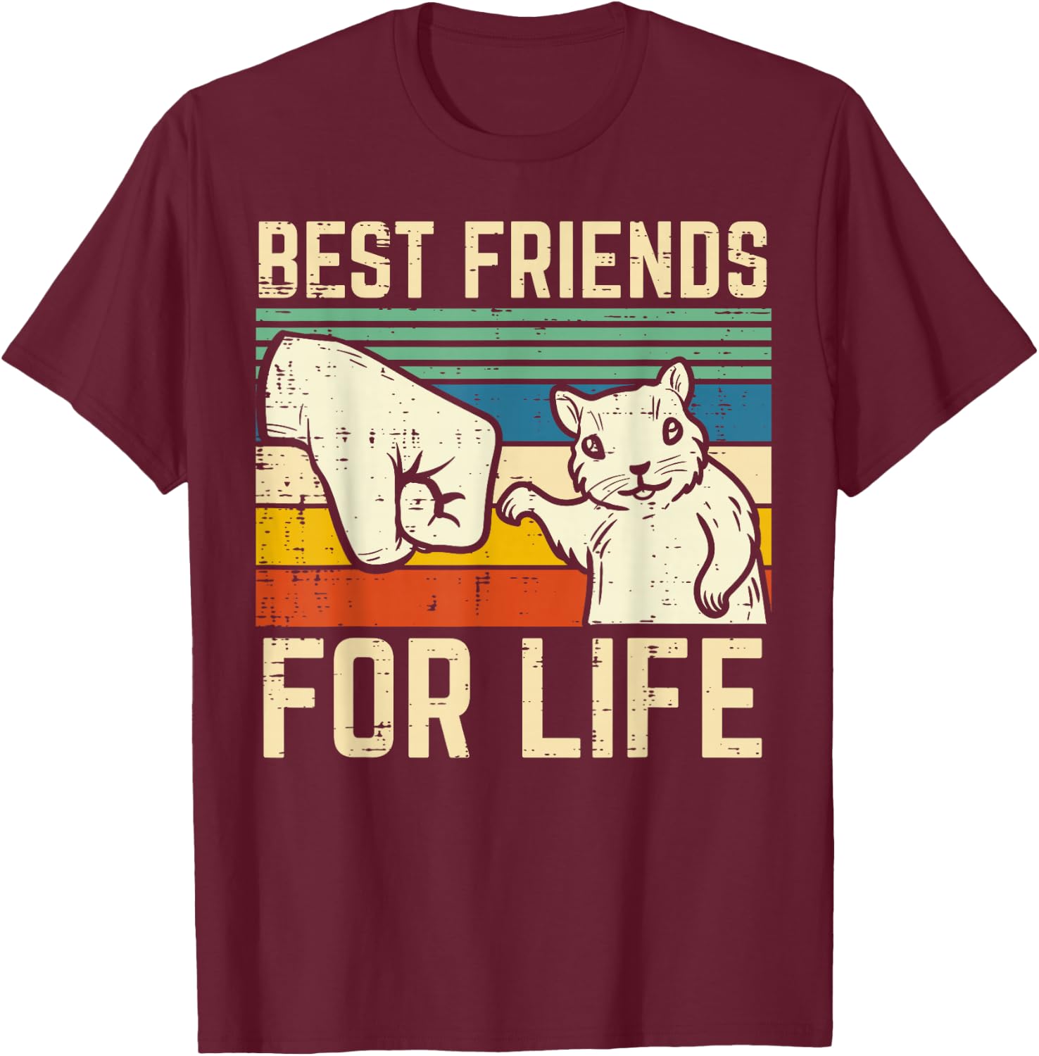 Squirrel Fist Bump Best Friends For Life Retro Men Women Kid T-Shirt - T-Shirt | Maroon