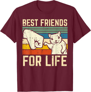 Squirrel Fist Bump Best Friends For Life Retro Men Women Kid T-Shirt - T-Shirt | Maroon
