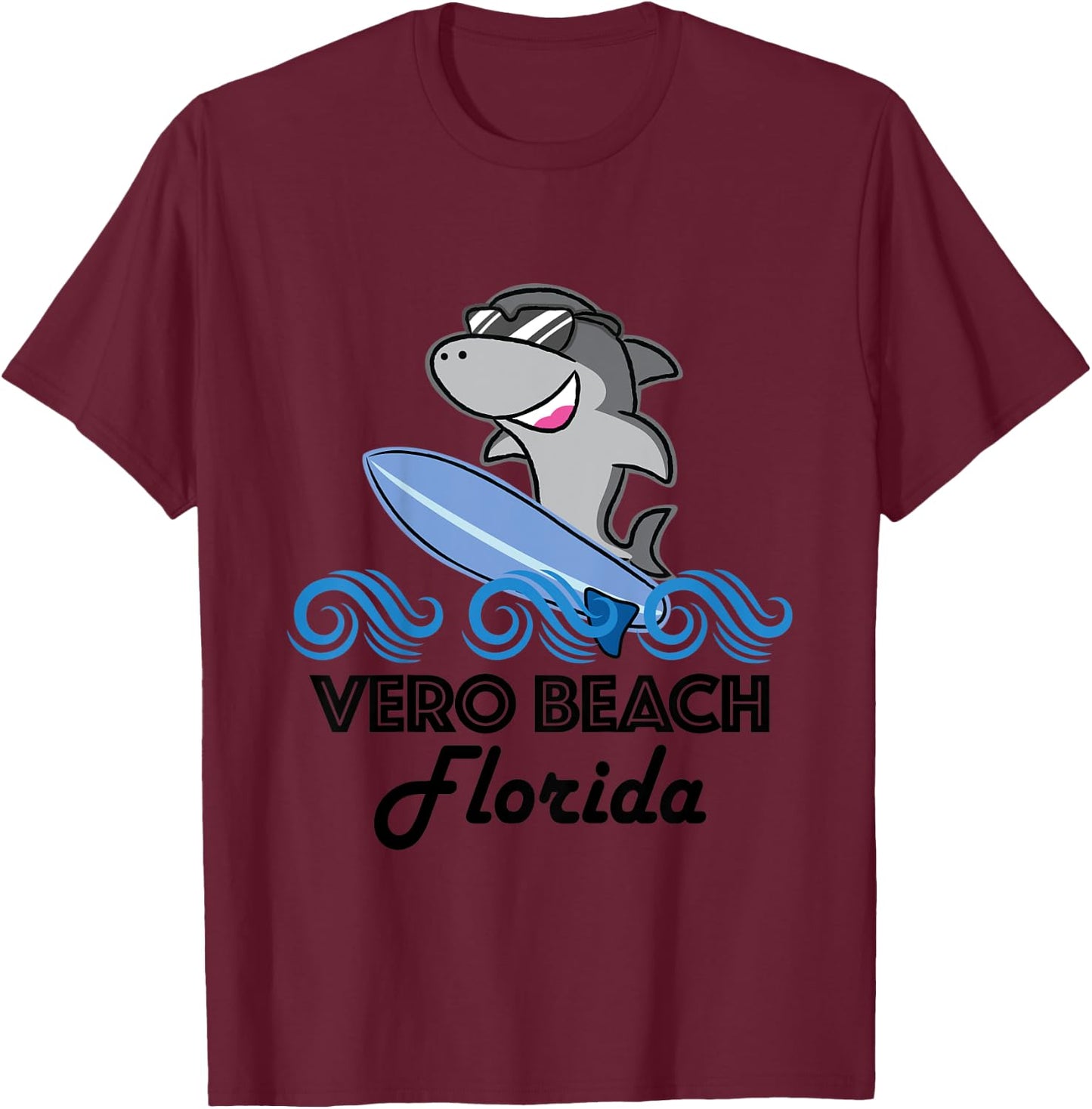 Kids Vero Beach Florida Funny Shark T-Shirt - T-Shirt | Maroon
