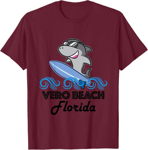 Kids Vero Beach Florida Funny Shark T-Shirt - T-Shirt | Maroon
