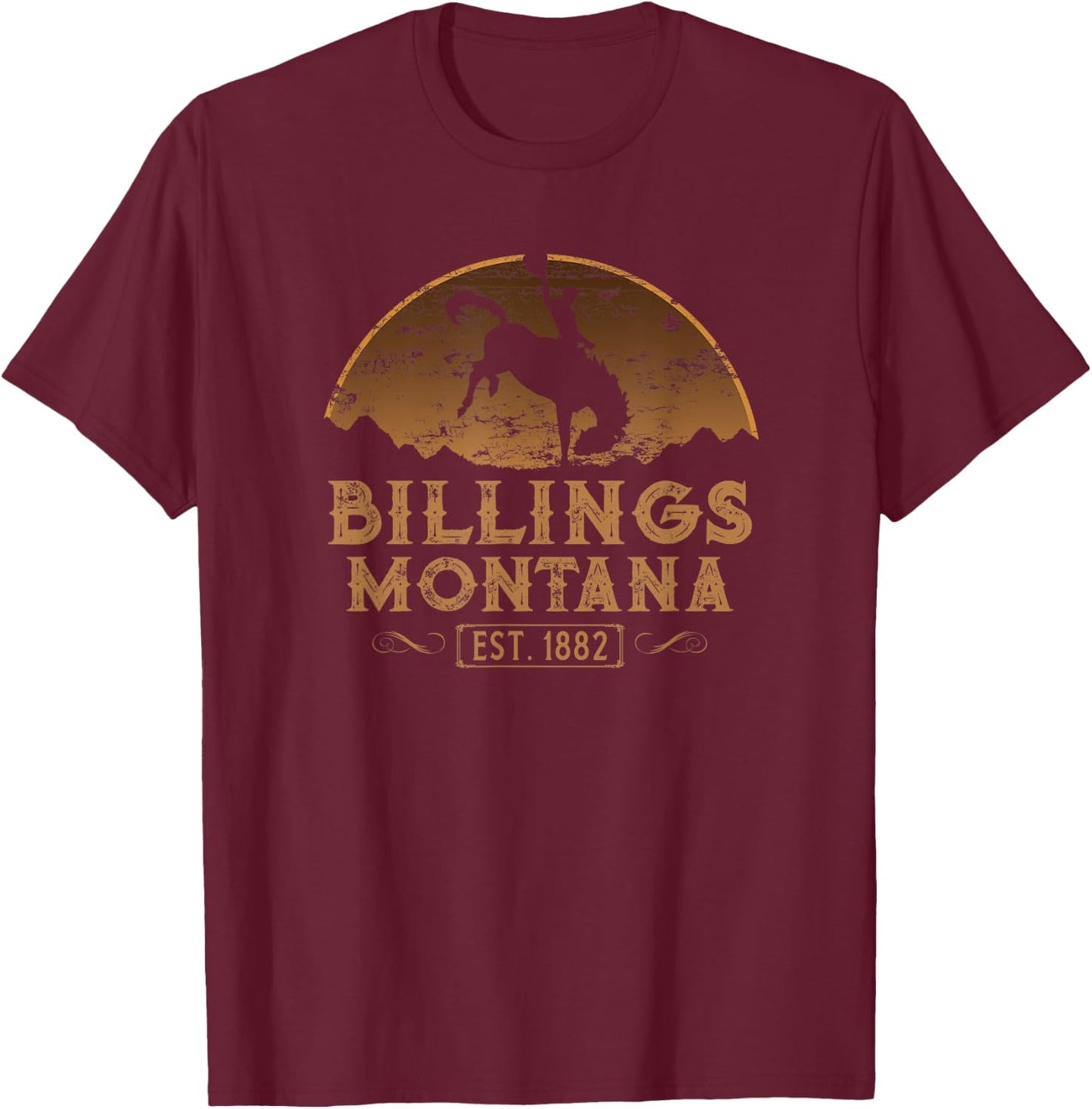 Billings Montana MT Rodeo Cowboy T-Shirt - T-Shirt | Maroon