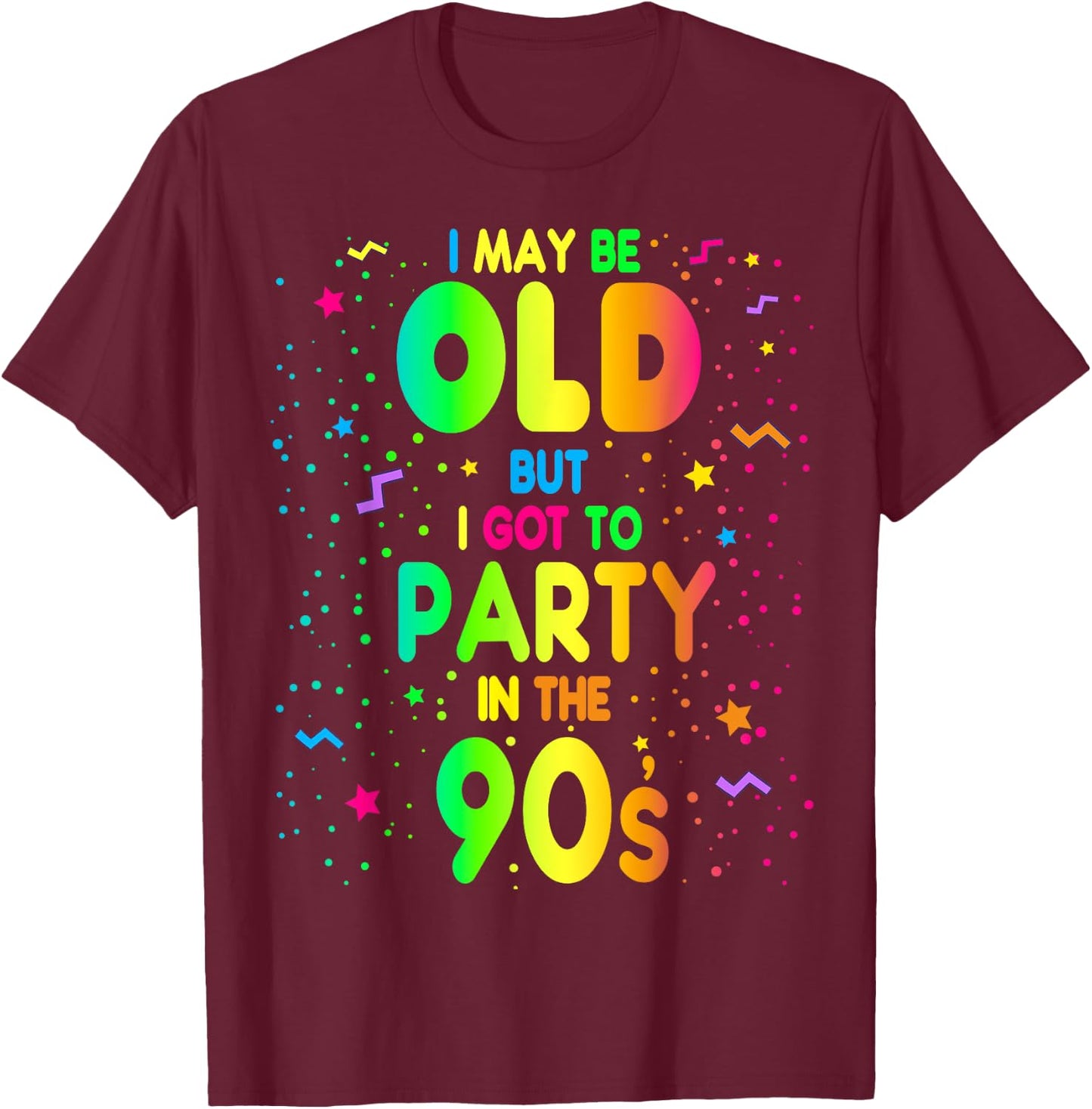 90s Design , Rave Outfit and 1990s Costume , Black T-Shirt - T-Shirt | Maroon