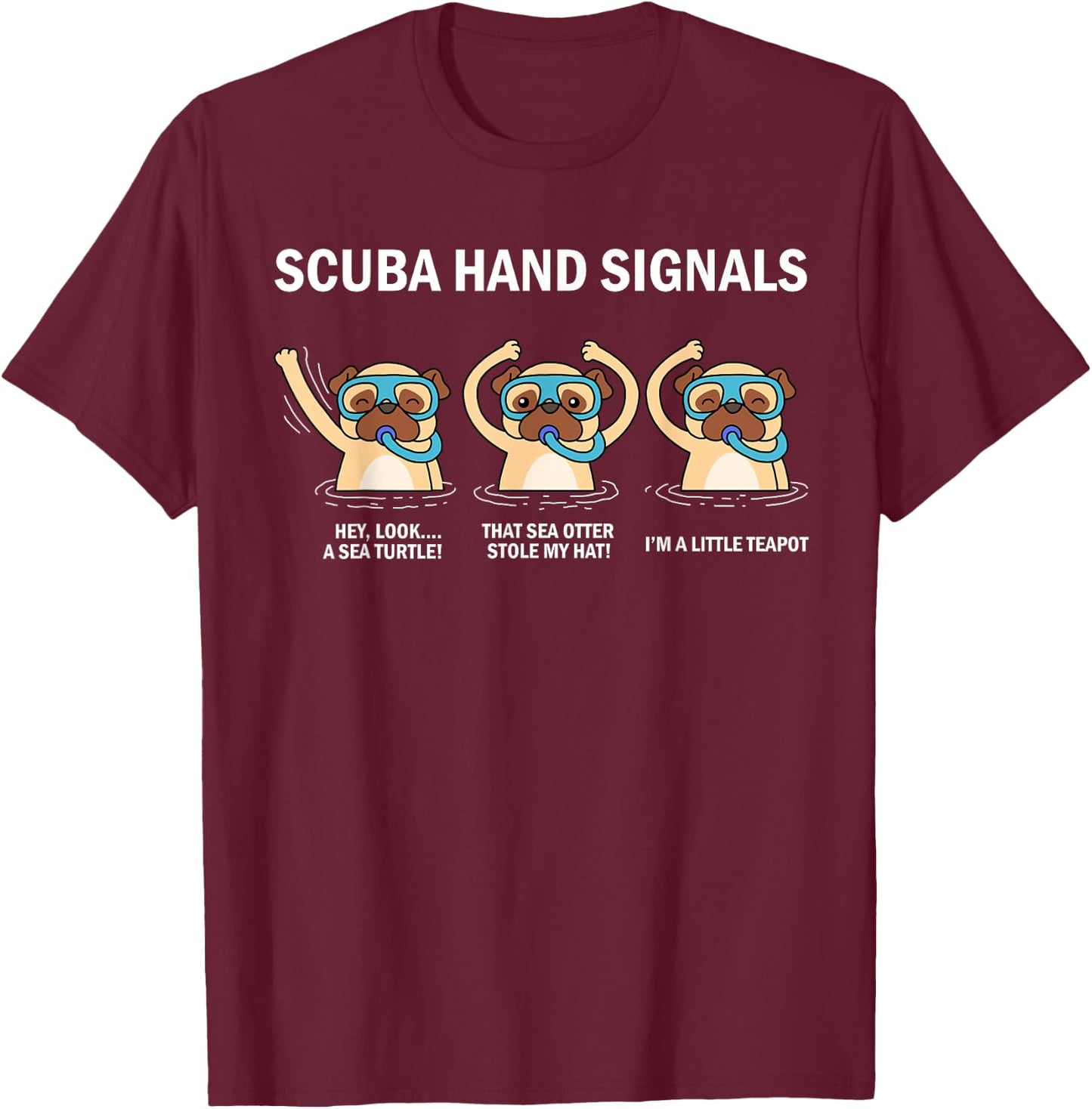 Scuba Hand Signals T-Shirt - T-Shirt | Maroon