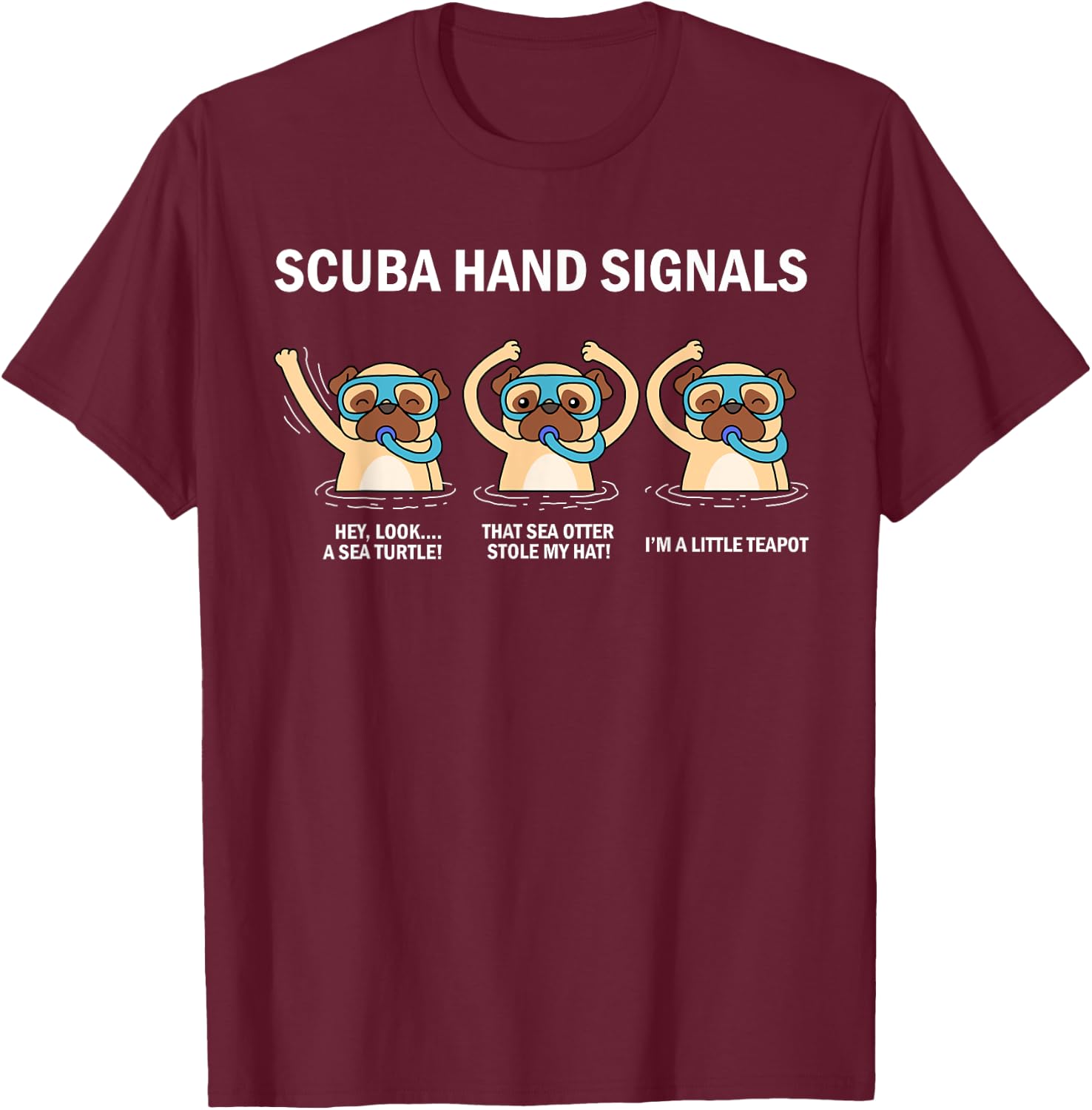 Scuba Hand Signals T-Shirt - T-Shirt | Maroon