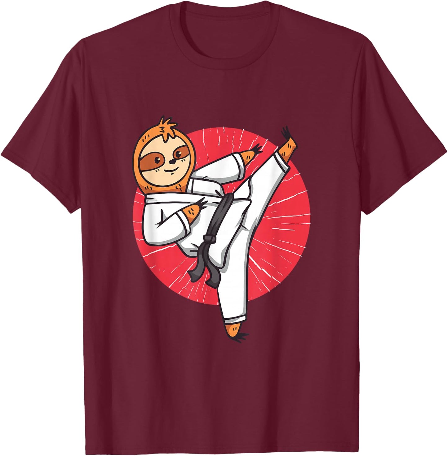 Cute Karate Sloth T-Shirt - T-Shirt | Maroon