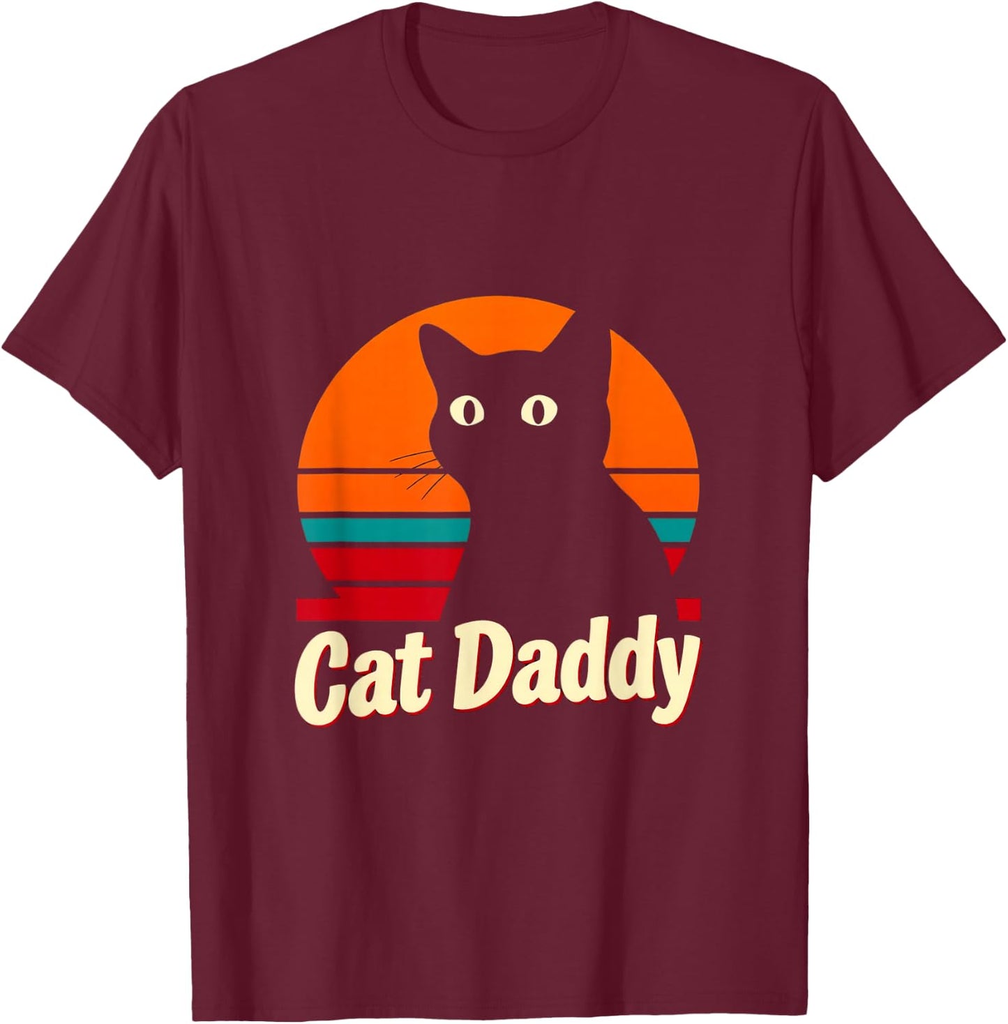 Cat Daddy Retro Cat T-Shirt - T-Shirt | Maroon