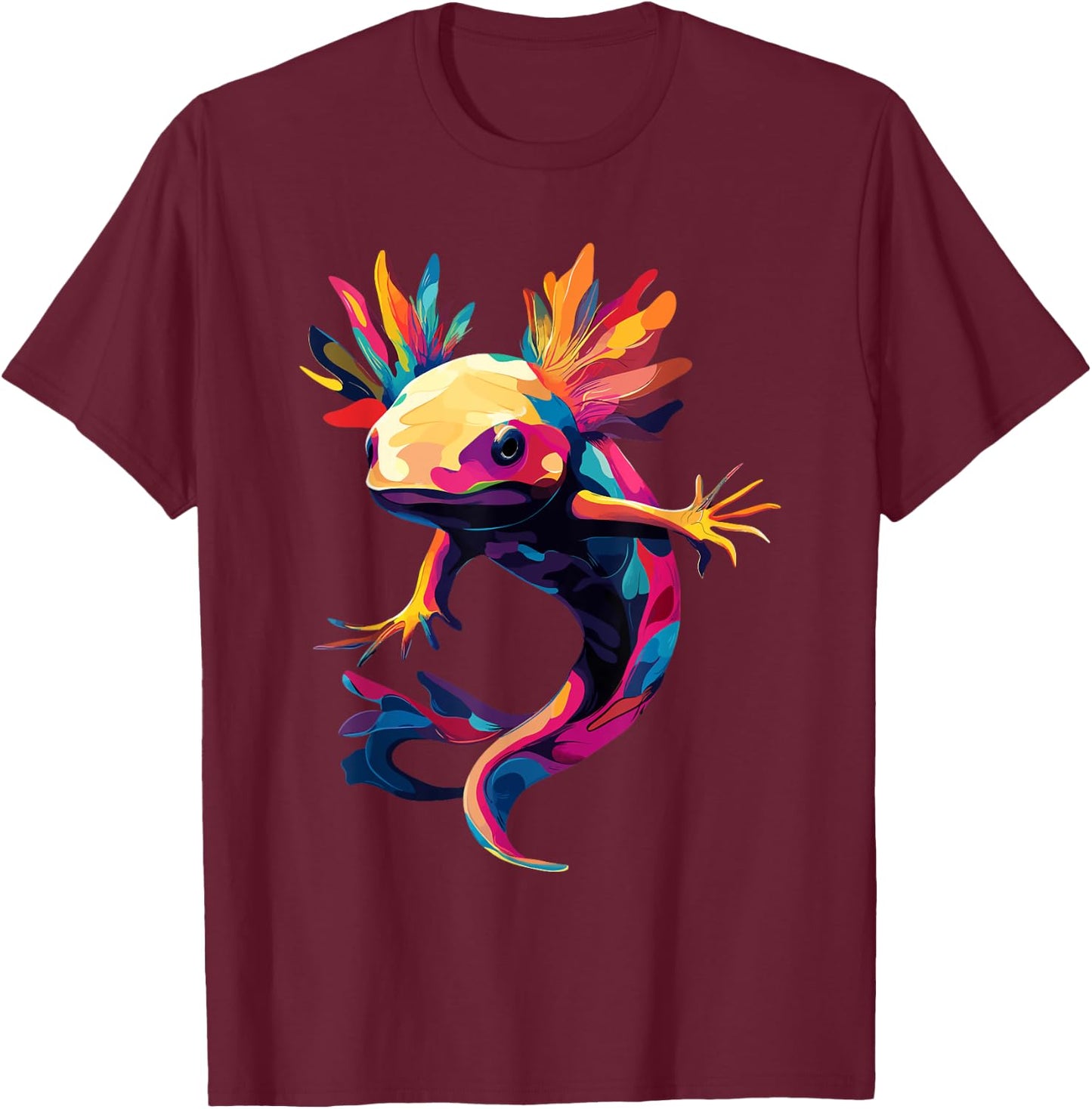 Axolotl Amphibian Color Pop Art Axolotl Lovers T-Shirt - T-Shirt | Maroon