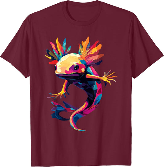 Axolotl Amphibian Color Pop Art Axolotl Lovers T-Shirt - T-Shirt | Maroon