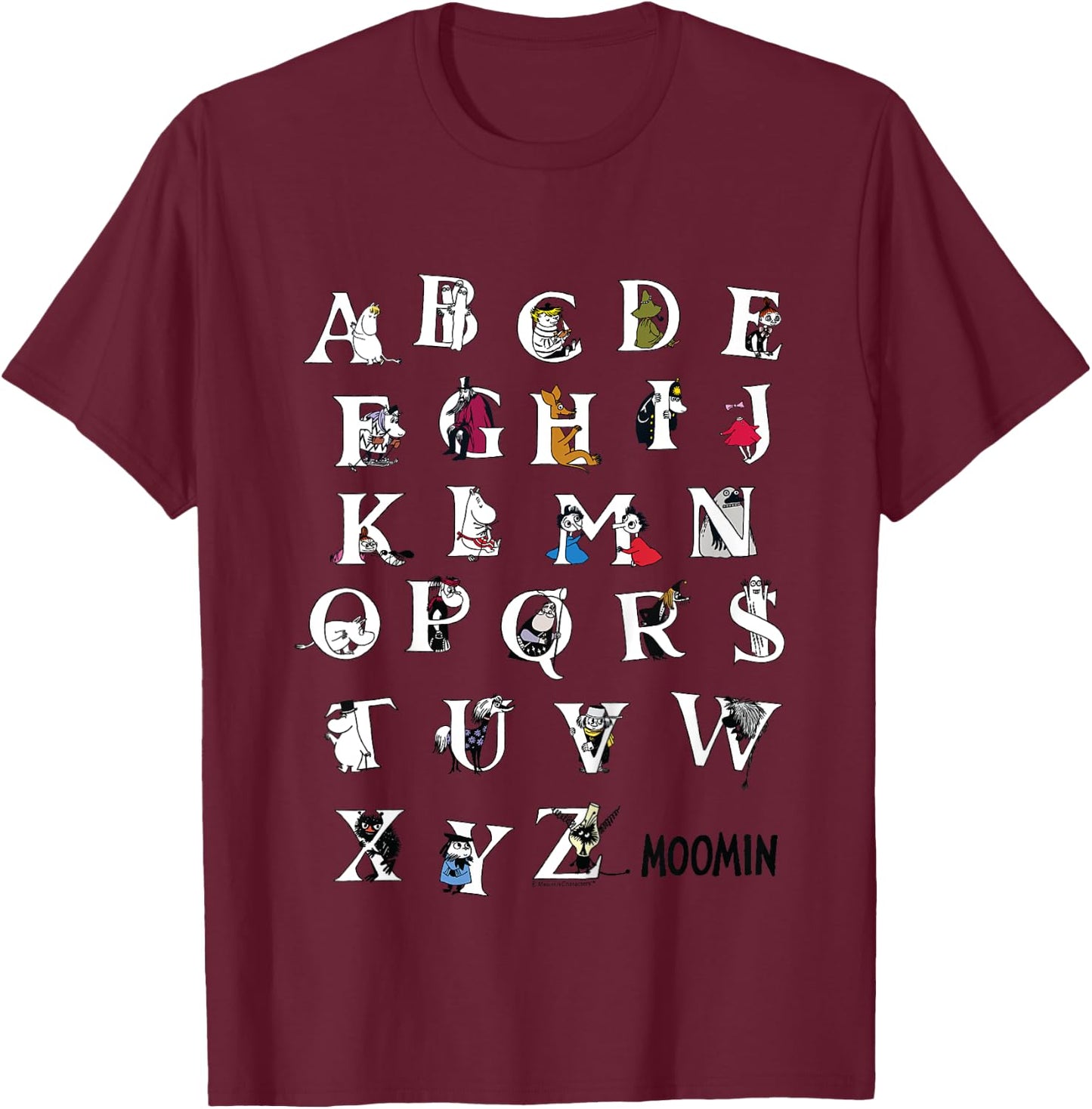 Kids Moomin Alphabet Color Kids , blue T-Shirt - T-Shirt | Maroon