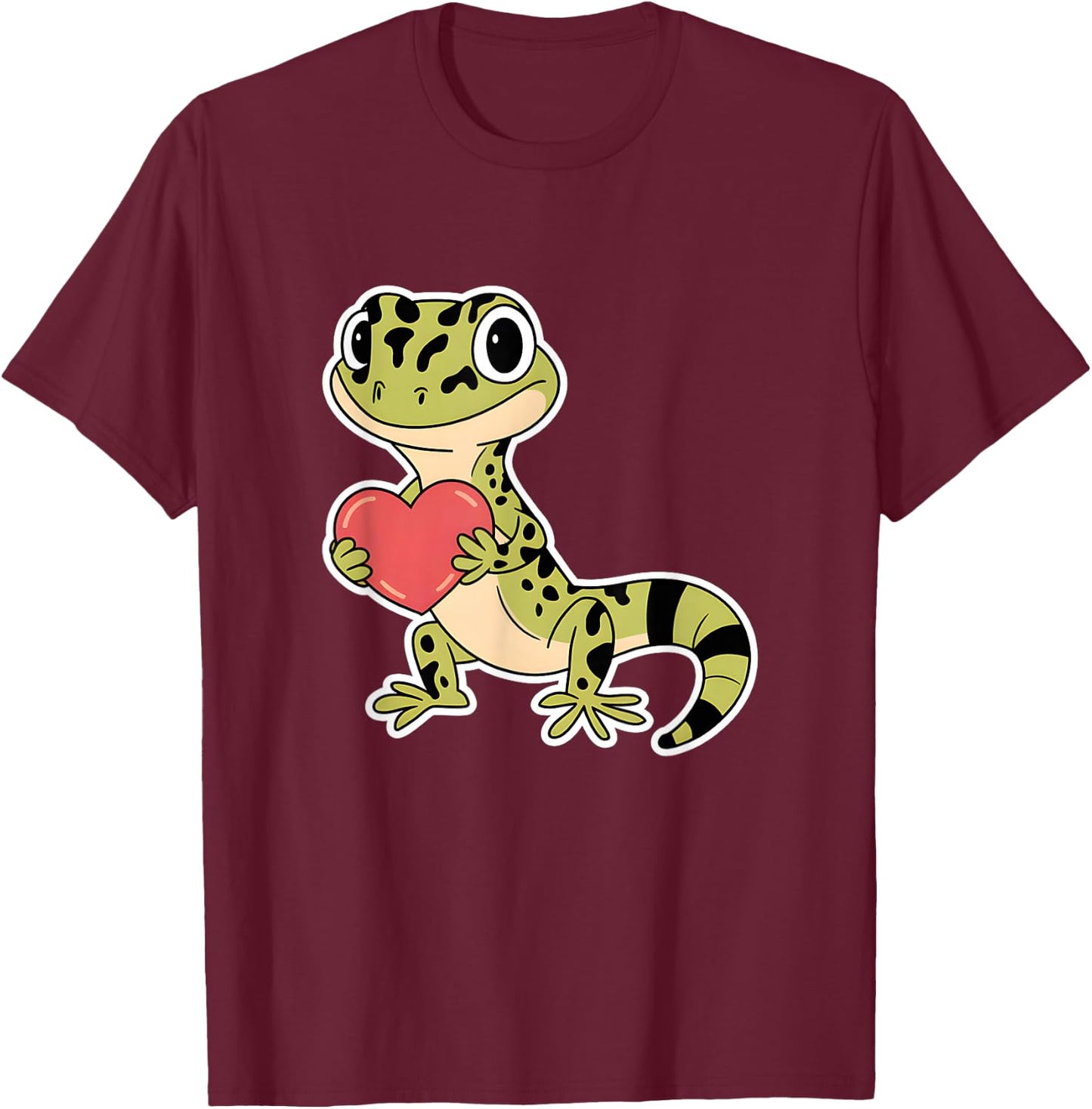 Leopard Gecko Animal Valentine Lovers Reptile T-Shirt - T-Shirt | Maroon
