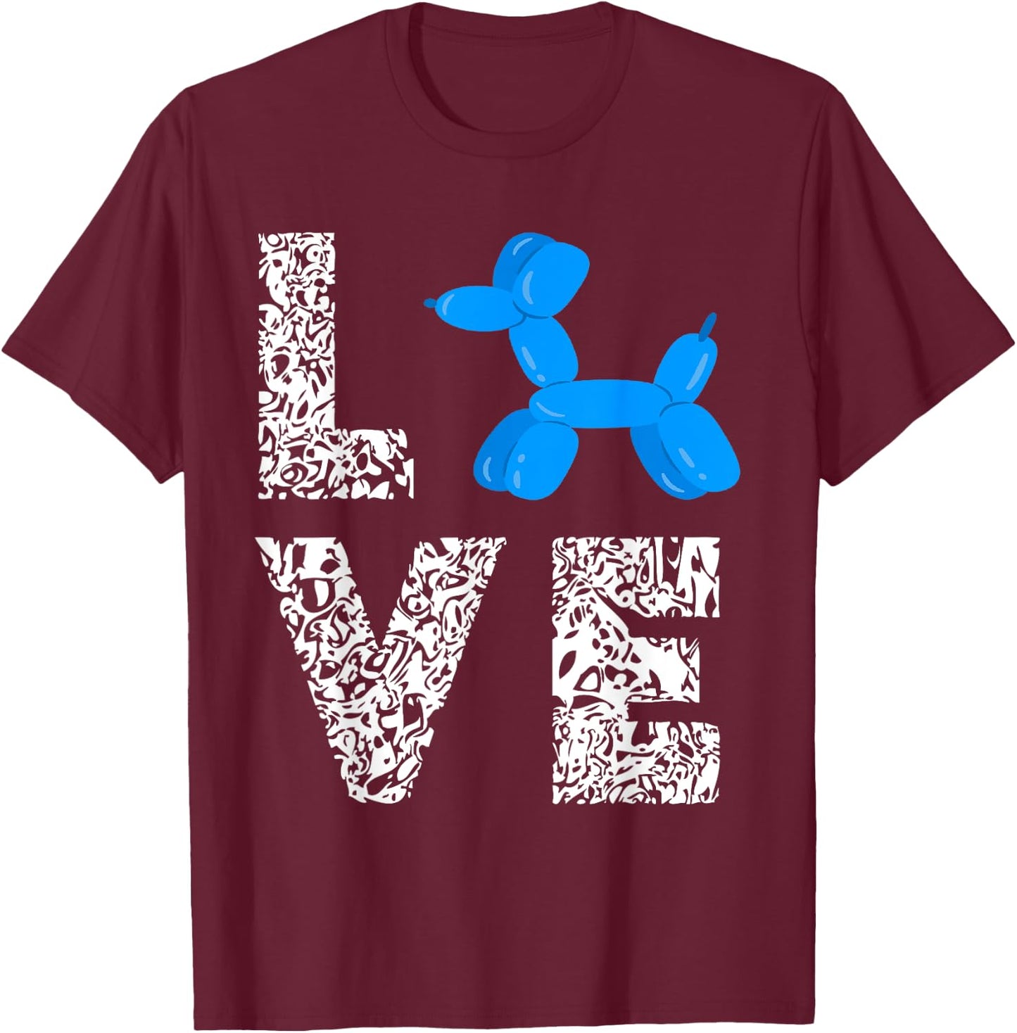 Amazing Balloon Benders Twisting Animals Leopard Dog Balloon Animal - -Adults, Black, Small T-Shirt - T-Shirt | Maroon