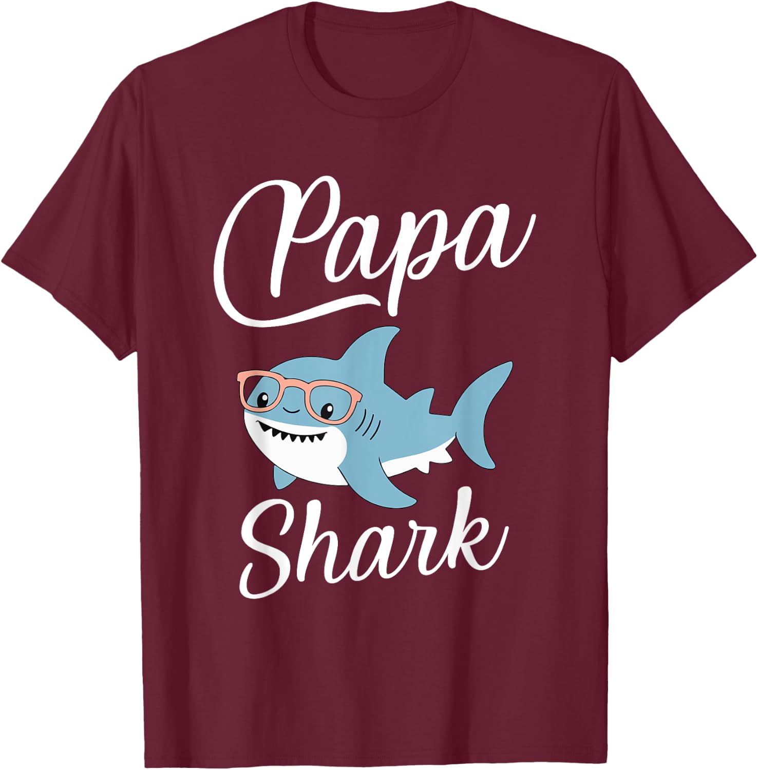 Papa Shark Funny Matching Family Grandpa T-Shirt - T-Shirt | Maroon