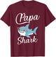 Papa Shark Funny Matching Family Grandpa T-Shirt - T-Shirt | Maroon