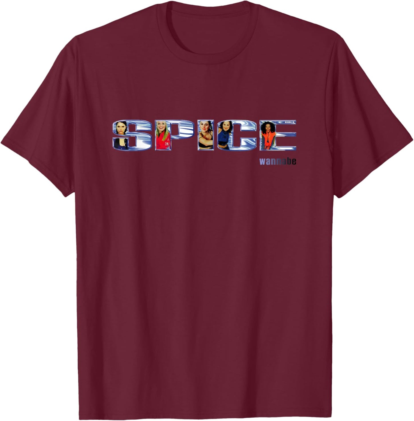 Offizielles Spice Girls Wannabe Logo T-Shirt - T-Shirt | Maroon