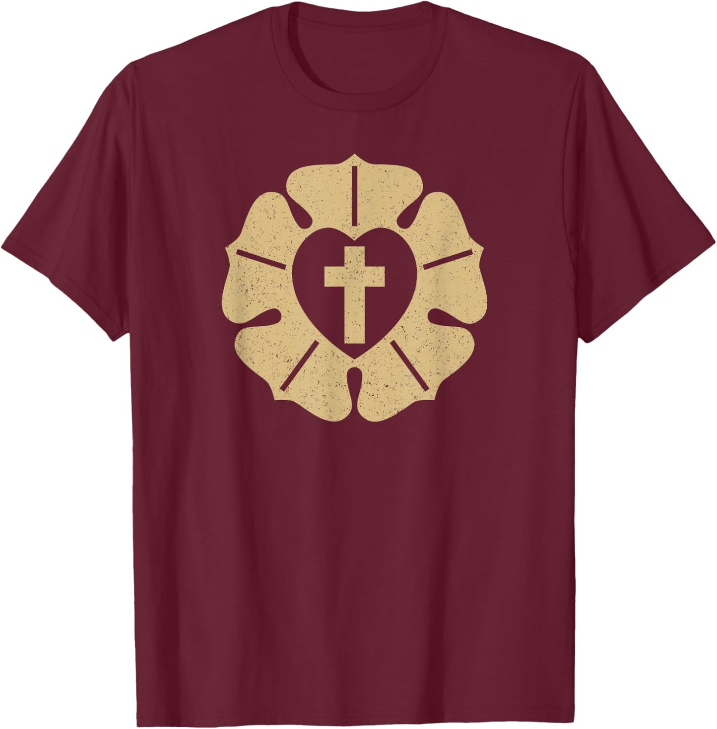 Luther Rose Seal Lutheran Symbol T-Shirt - T-Shirt | Maroon