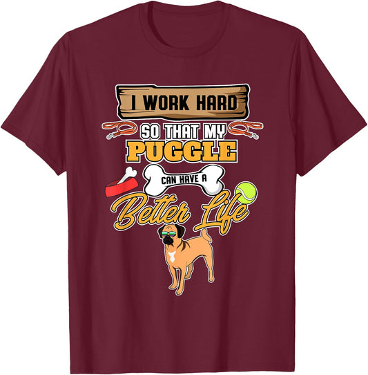 Puggle Lover I Dog Lover I Funny Puggle T-Shirt - T-Shirt | Maroon