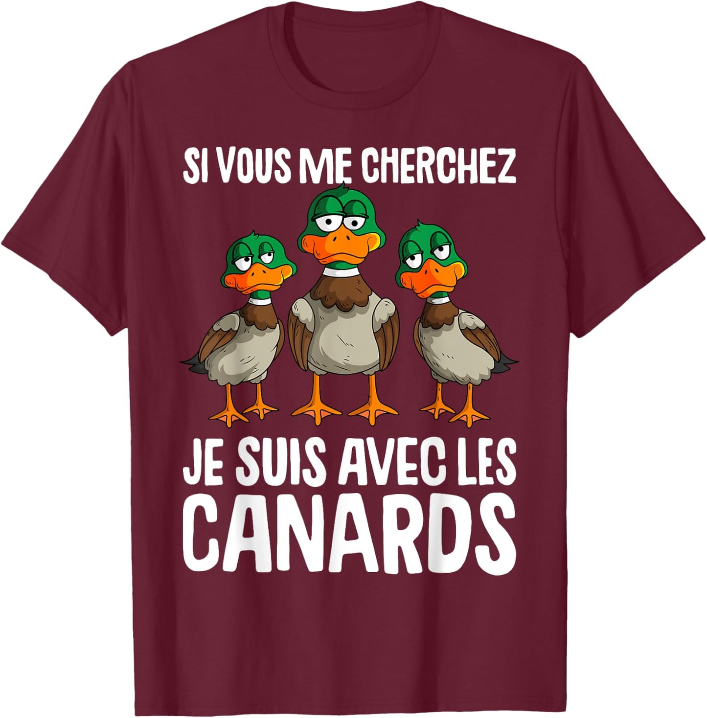 Duck Man Woman , Black T-Shirt - T-Shirt | Maroon