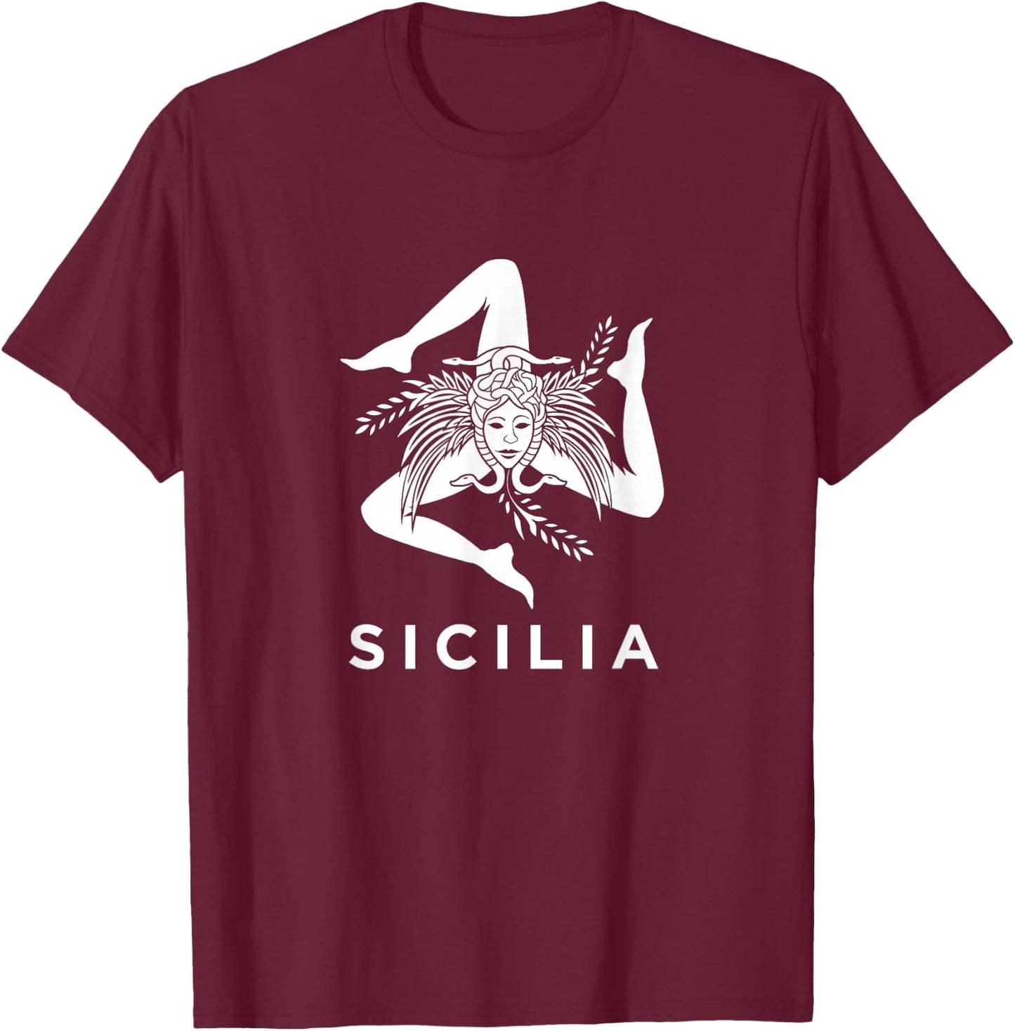 Sicilian Pride - Sicilia - Sicilian Flag Trinacria T-Shirt - T-Shirt | Maroon