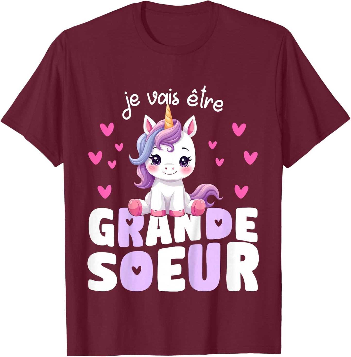 I Will Be Big Sister Unicorn Announcement Pregnancy Sister T-Shirt - T-Shirt | Maroon