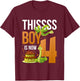 Kids 4th Reptile Birthday 4 Year Old Boy Snake Birthday Party T-Shirt - T-Shirt | Maroon
