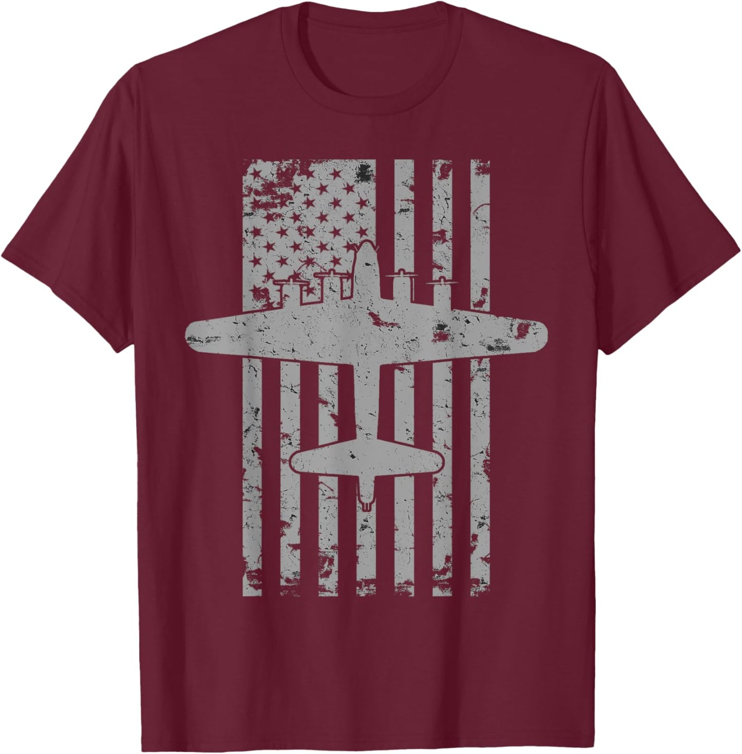 B-17 Flying Fortress WWII Bomber Airplane Pilot T-Shirt - T-Shirt | Maroon