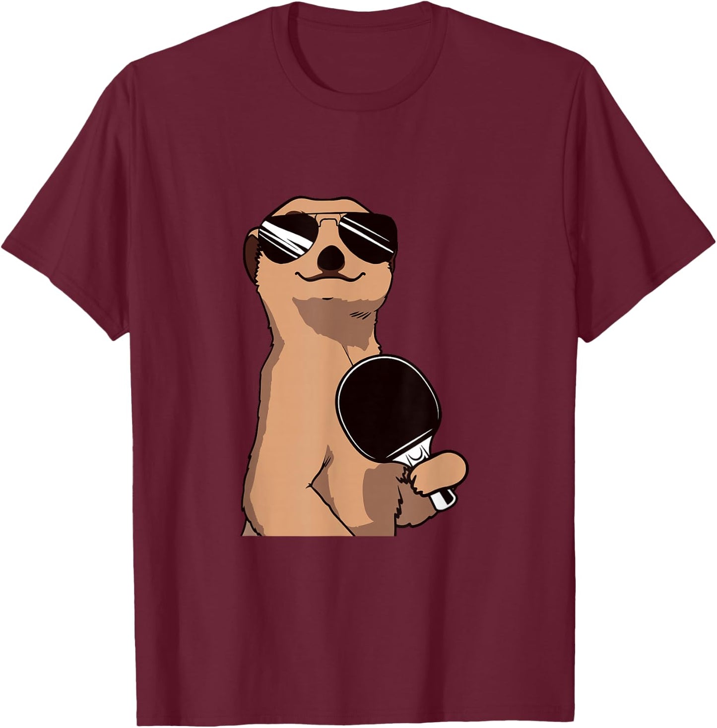 Meerkat Table Tennis Table Tennis Player , black T-Shirt - T-Shirt | Maroon
