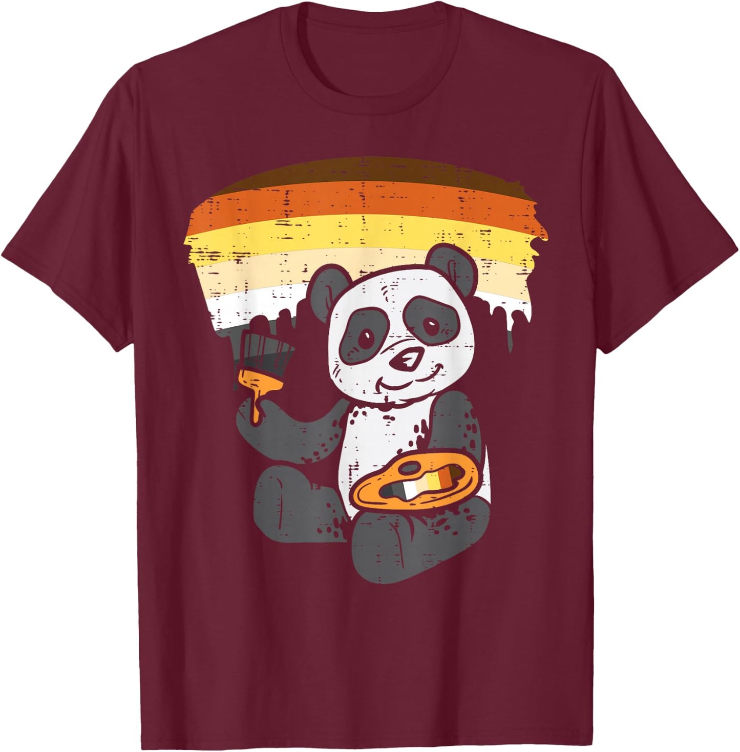 Panda Painting Animal LGBTQ Gay Bear Flag Gay Pride Men T-Shirt - T-Shirt | Maroon