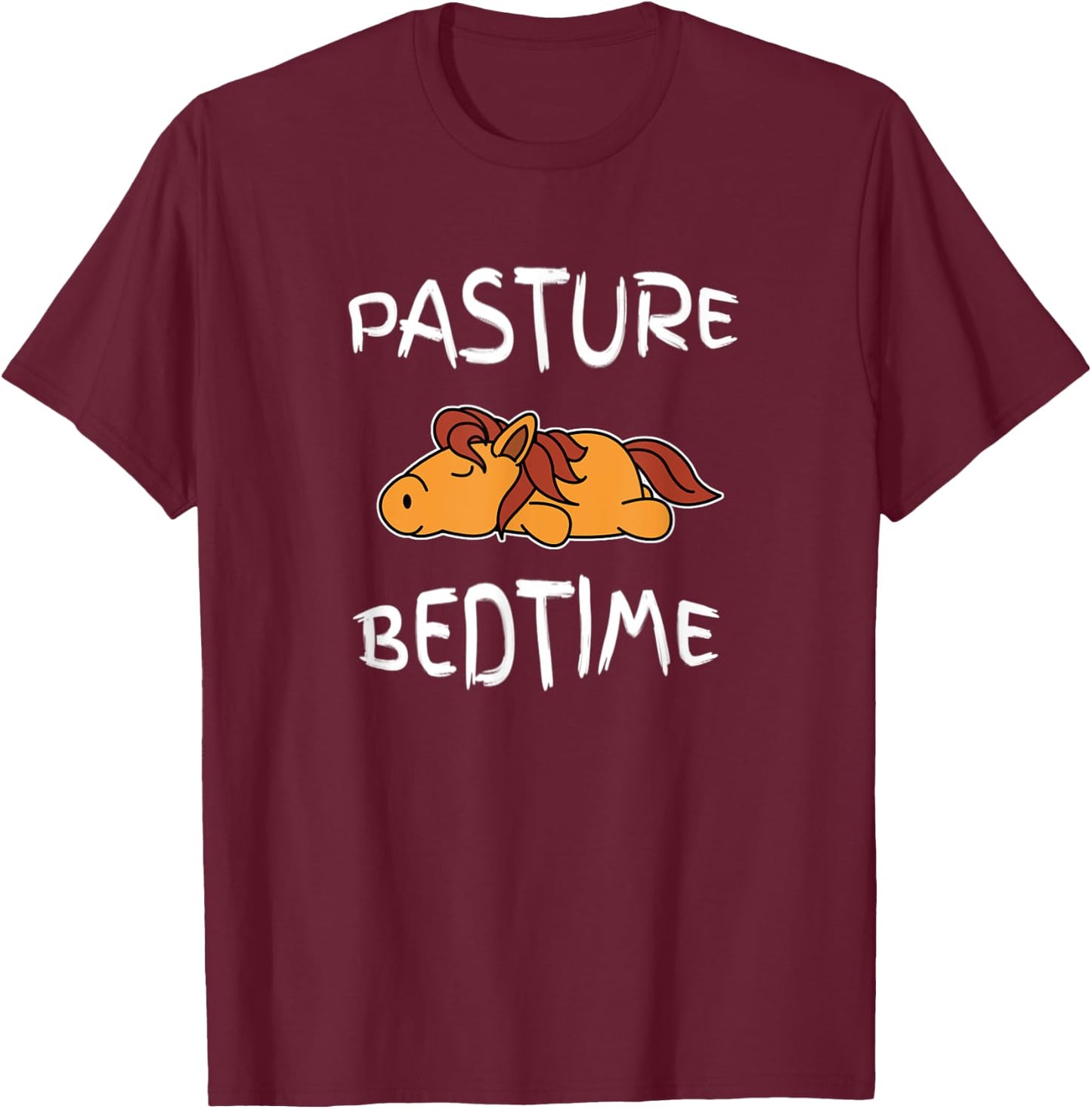 Horse Equestrian Pasture Bedtime Farmer Pajama for Bedtime T-Shirt - T-Shirt | Maroon