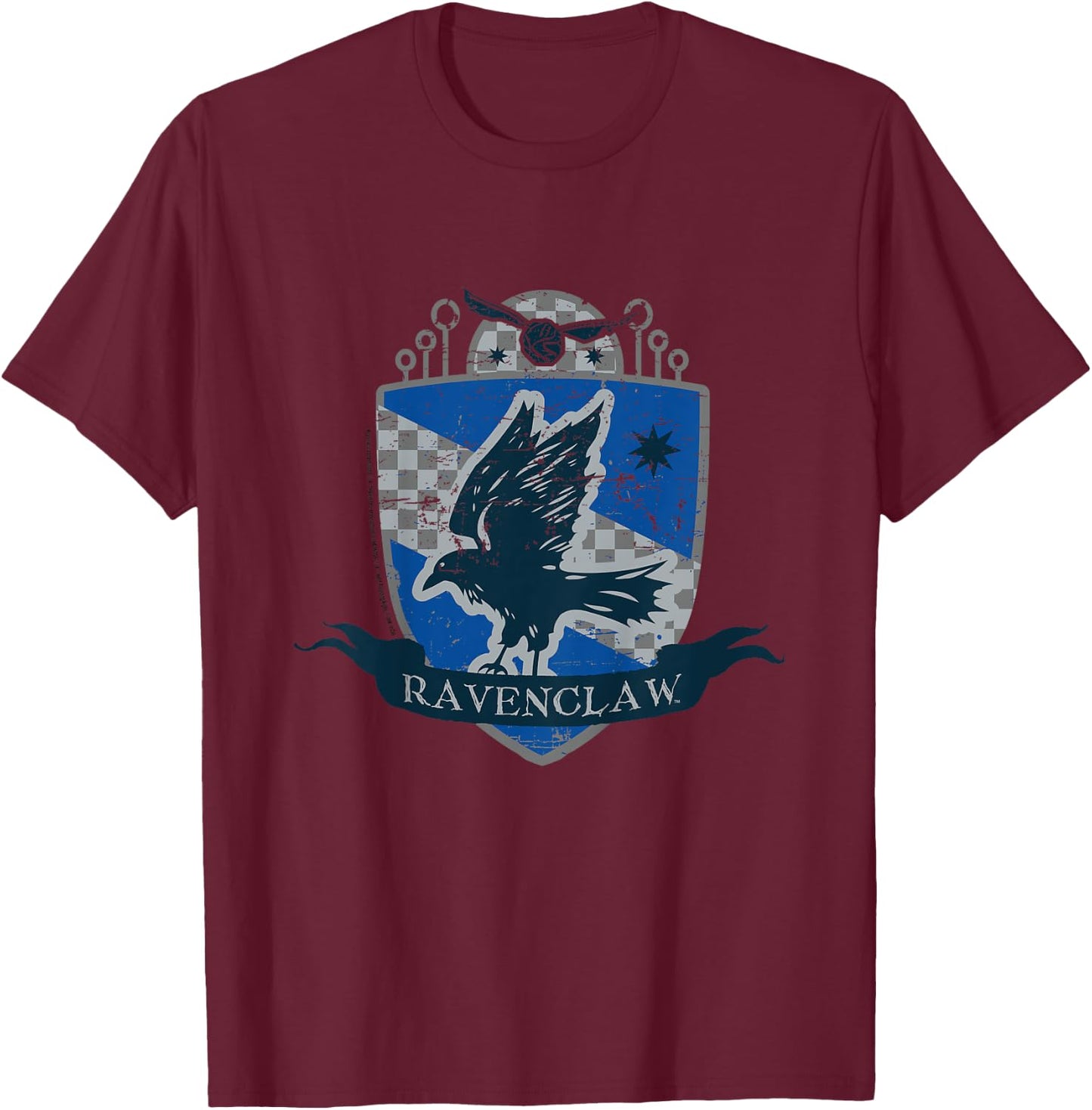 Kids Harry Potter Ravenclaw Quidditch Distressed Shield Kids , grey, 2 T-Shirt - T-Shirt | Maroon