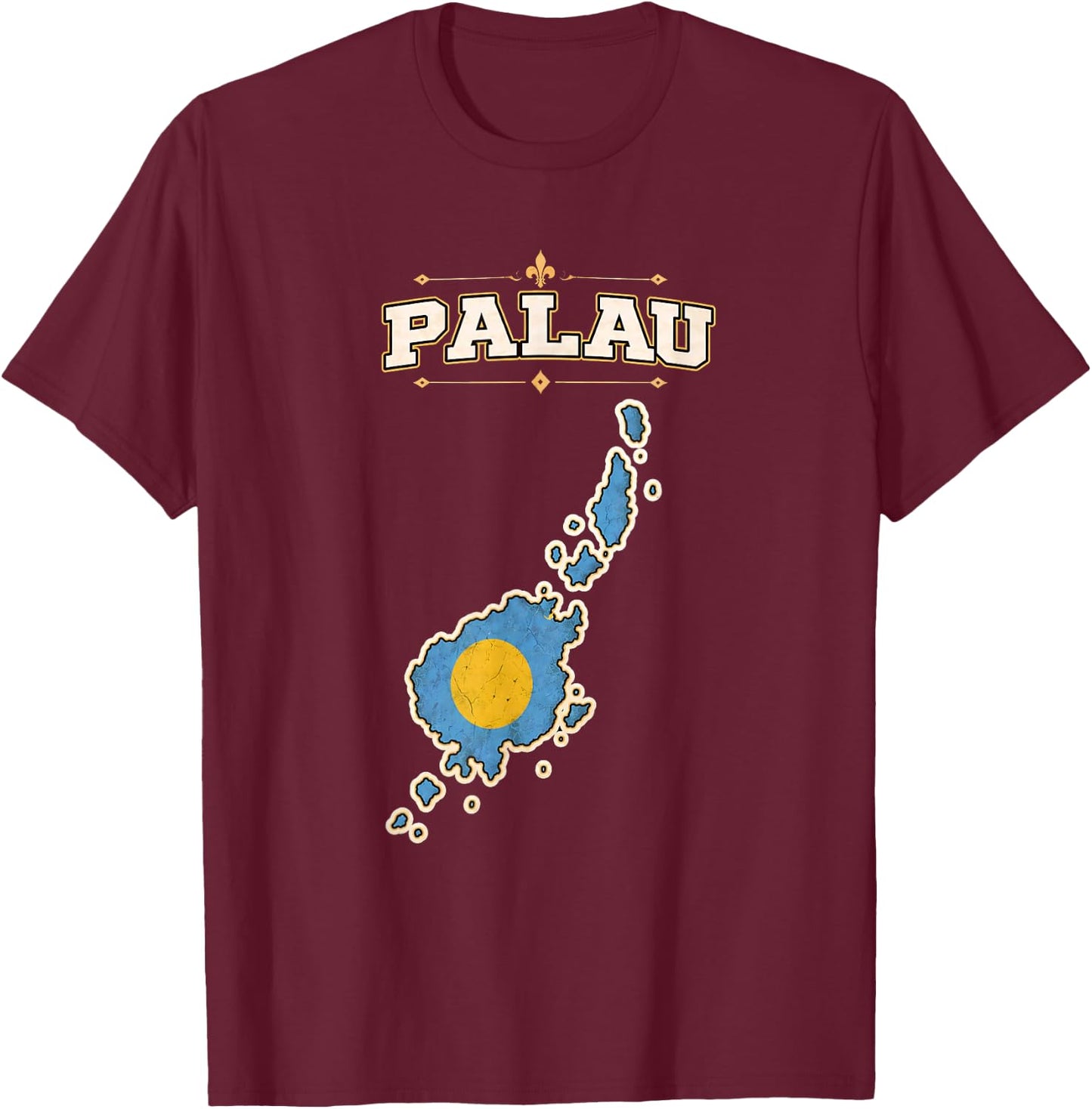 Palau Flag , Palau t Shirt, Palau Flag, Palau maps T-Shirt - T-Shirt | Maroon