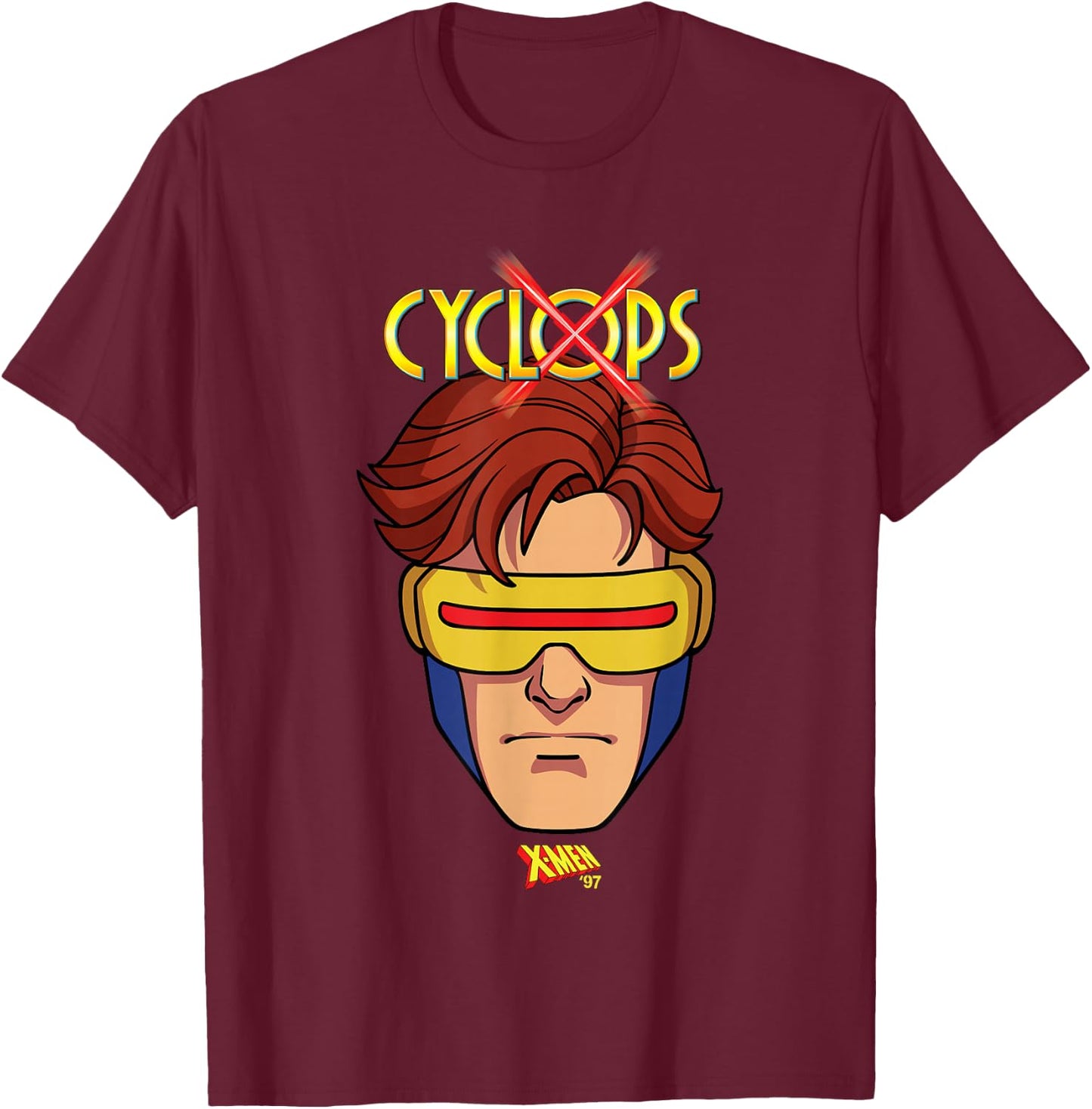 Marvel X-Men '97 Cyclops Big Face T-Shirt - T-Shirt | Maroon