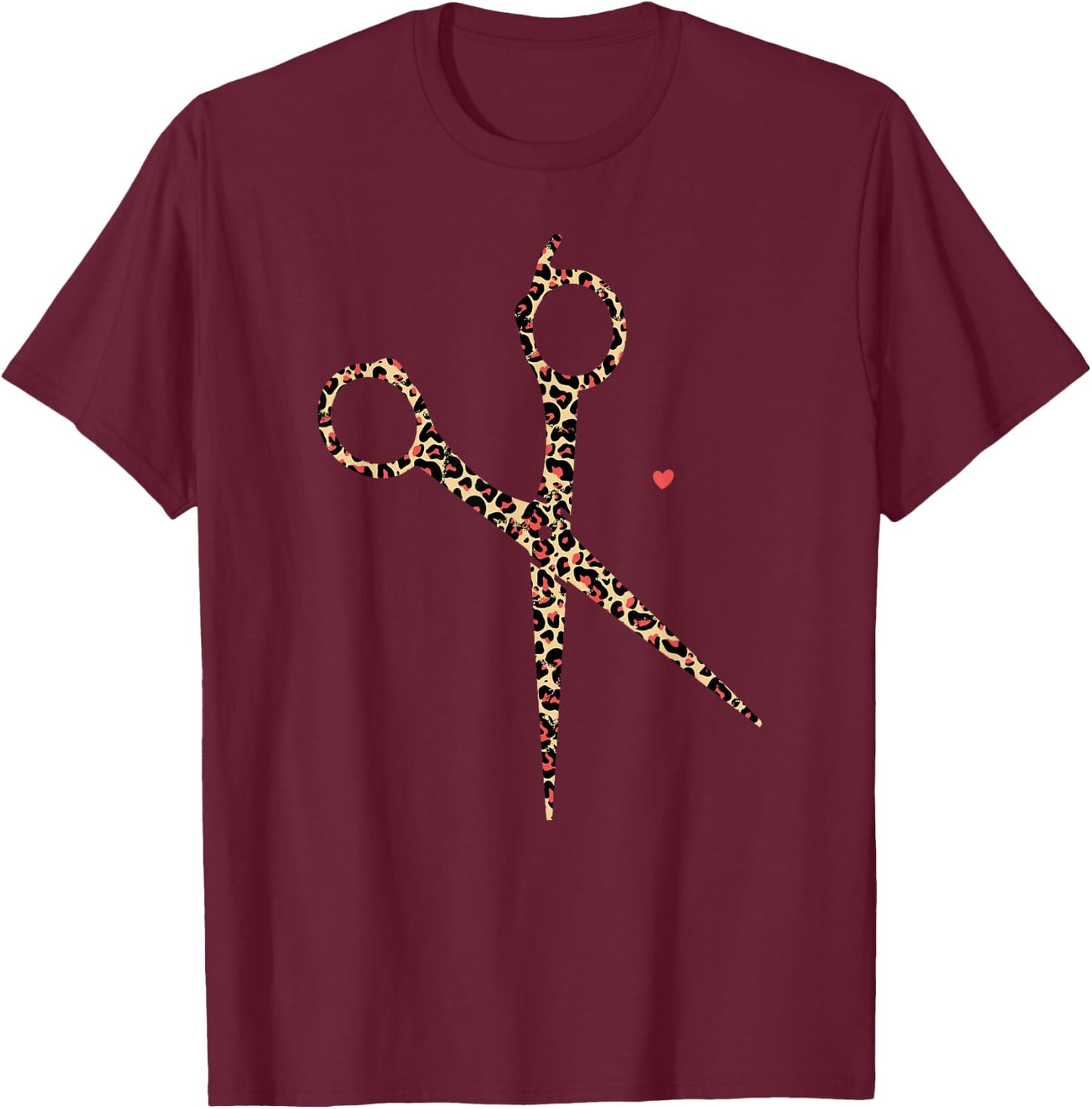 Hair Stylist Hairdresser Cheetah Leopard Scissors Men Women T-Shirt - T-Shirt | Maroon
