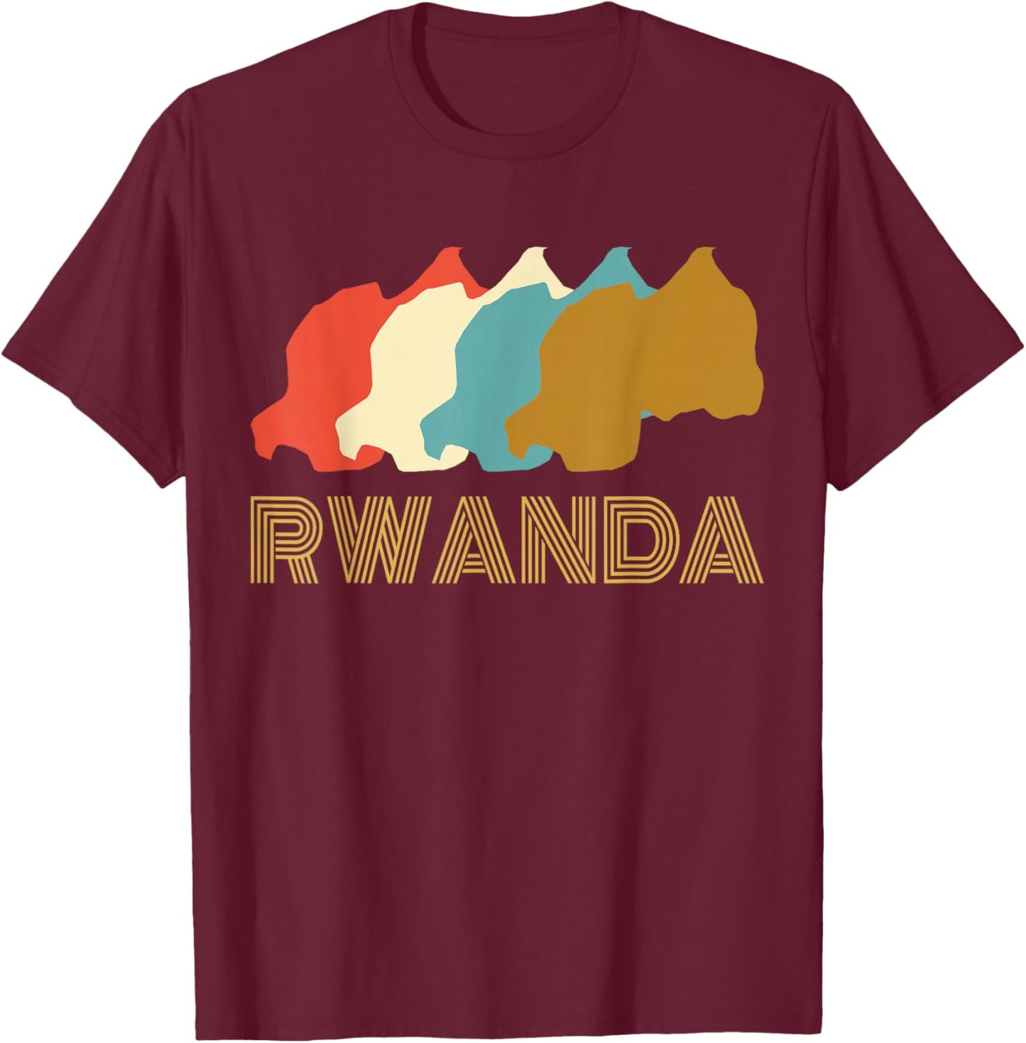 Vintage Rwanda , I Love Rwanda Map Shirt T-Shirt - T-Shirt | Maroon