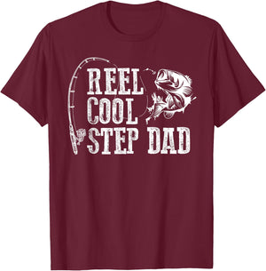 Stepfather Fishing: Roll Cool Stepfather Gift T-Shirt - T-Shirt | Maroon
