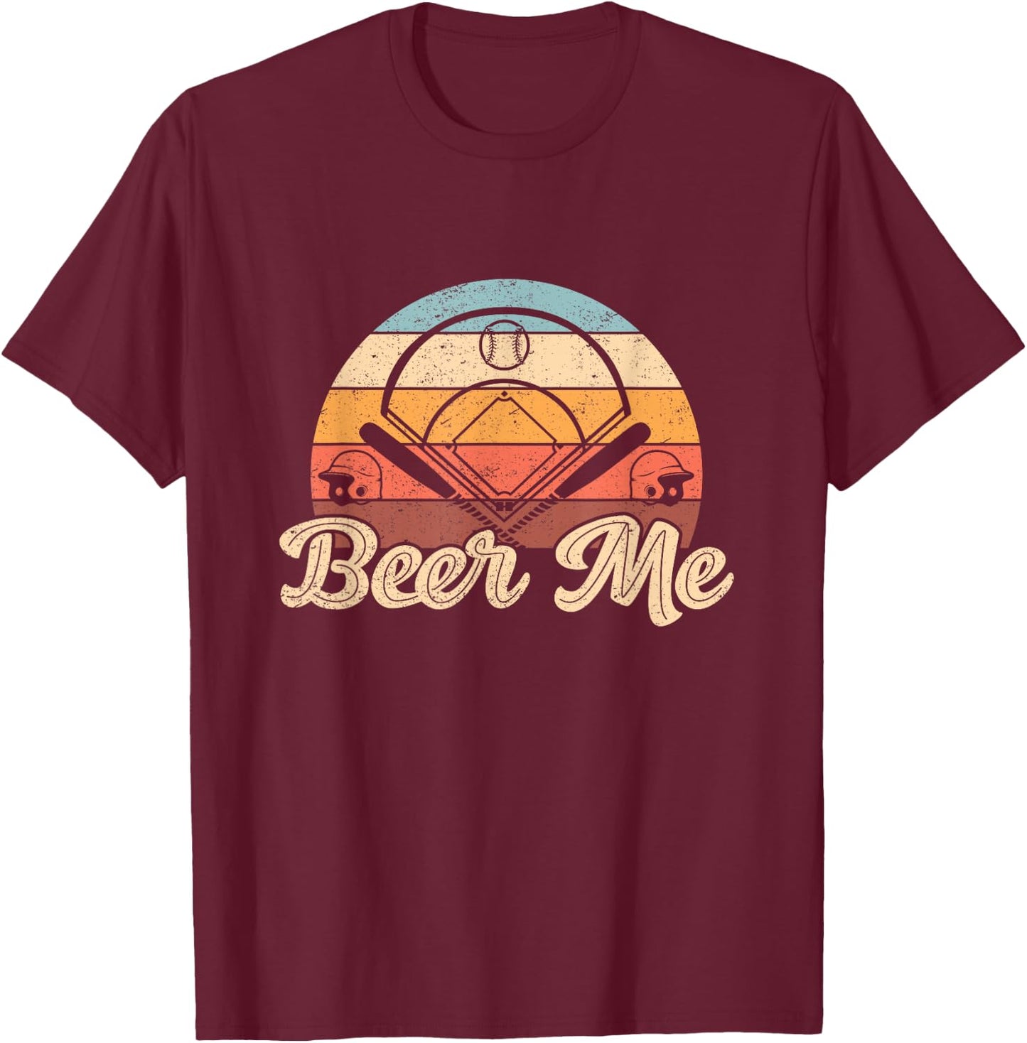 Funny Beer Me baseball Softball design T-Shirt - T-Shirt | Maroon