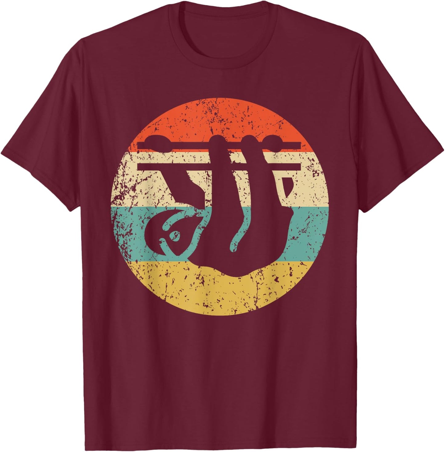 Sloth Retro Style Animal T-Shirt - T-Shirt | Maroon