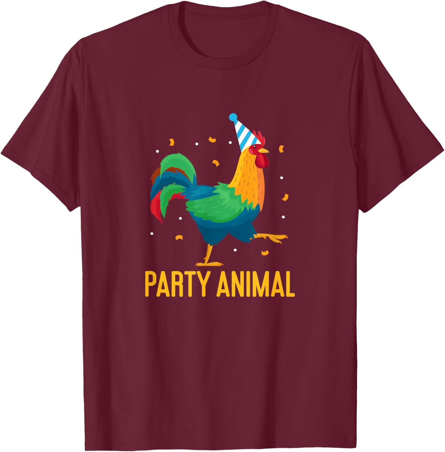 Party Animal Chicken Theme Farm Birthday Backyard Party T-Shirt - T-Shirt | Maroon