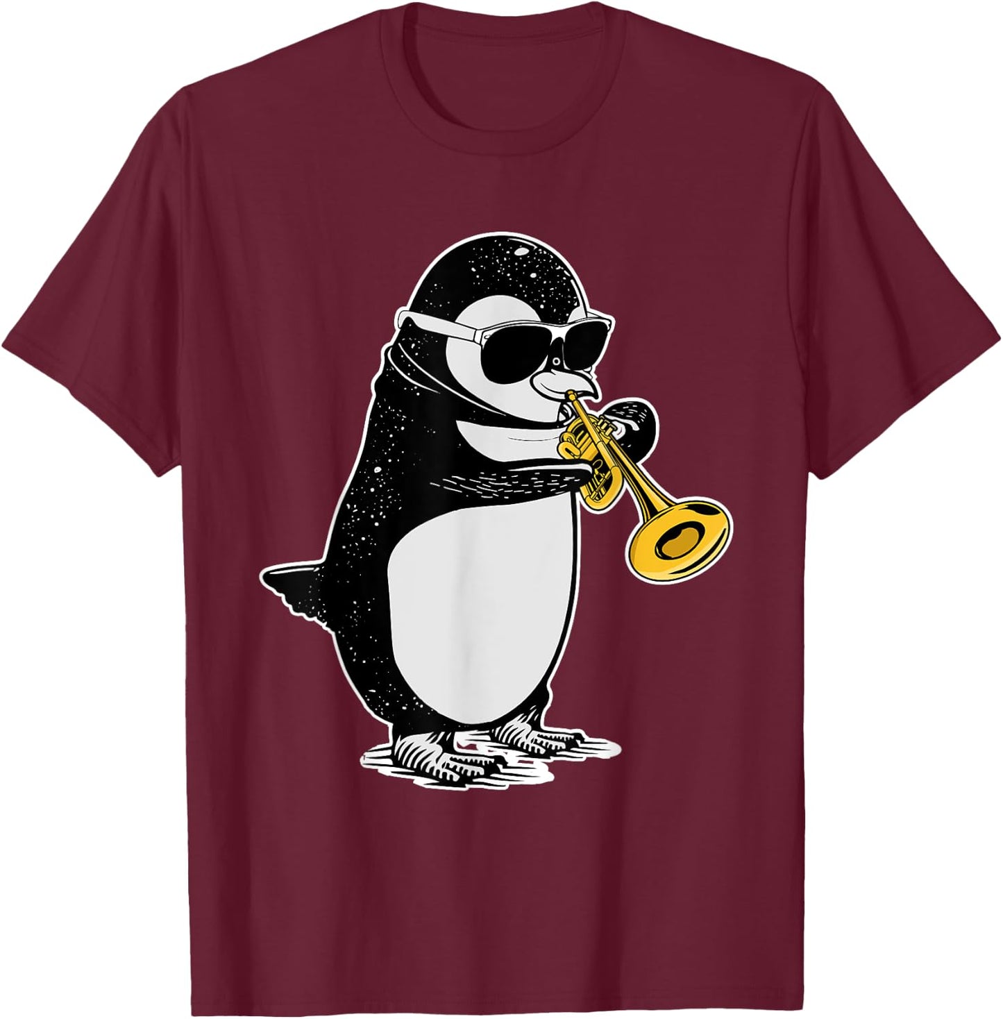 Trumpet Player Penguin Lover Kids Musician Trumpet T-Shirt - T-Shirt | Maroon