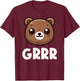 Cute Kawaii Bear Grr Kids Boys Girls Graphic T-Shirt - T-Shirt | Maroon