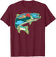 Nature Trout Illustration Vintage Fly Fishing Retro Graphic T-Shirt - T-Shirt | Maroon