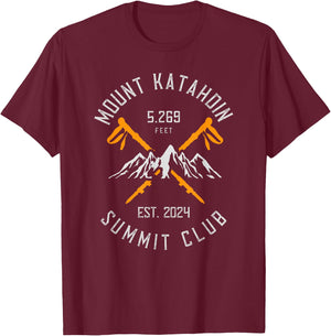 Mount Katahdin Mountain Hiking Est 2024 T-Shirt - T-Shirt | Maroon