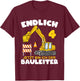 Children's 4th Birthday with German Text "Endlich 4th Birthday", black T-Shirt - T-Shirt | Maroon