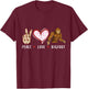 Peace Love Bigfoot camping women kids Sasquatch T-Shirt - T-Shirt | Maroon